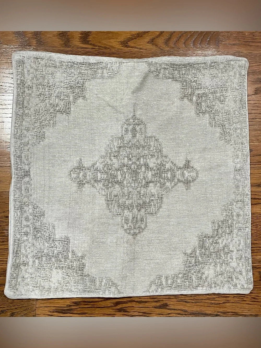 Pottery Barn Maddie Textured Medallion Pillow Cover Gray Velour 22